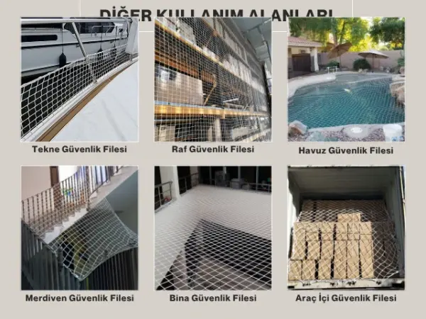 Balkon Güvenlik Filesi - 5 cm Gözenekli - Kare Desen - Beyaz - Görsel 7