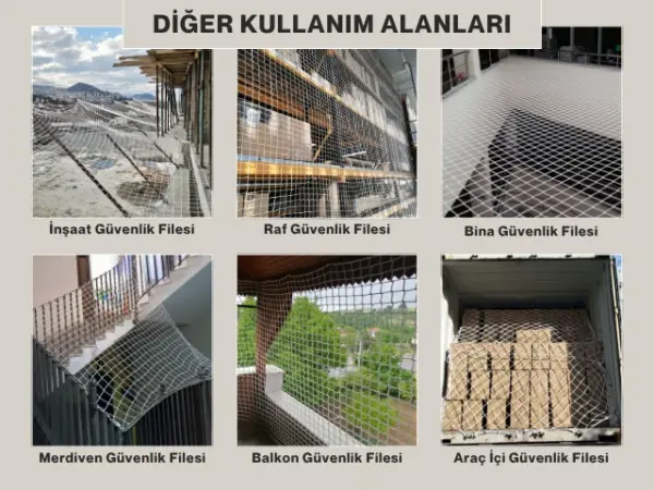 Merdiven Güvenlik Filesi - 5 cm Gözenekli - Kare Desen - Beyaz - Görsel 7