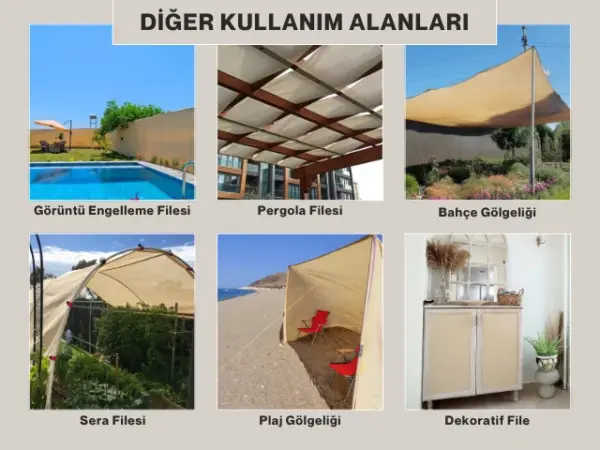 Bahçe Çit Filesi - 95lik Görüntü Engelleme - 140 gram/m2 - Krem - Görsel 11