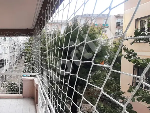 Balkon Güvenlik Filesi - 10 cm Gözenekli - Kare Desen - Beyaz - Görsel 2