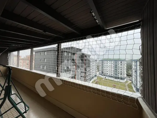 Balkon Güvenlik Filesi - 10 cm Gözenekli - Kare Desen - Beyaz - Görsel 5