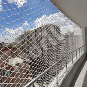 Balkon Güvenlik Filesi - 5 cm Gözenekli - Kare Desen - Beyaz