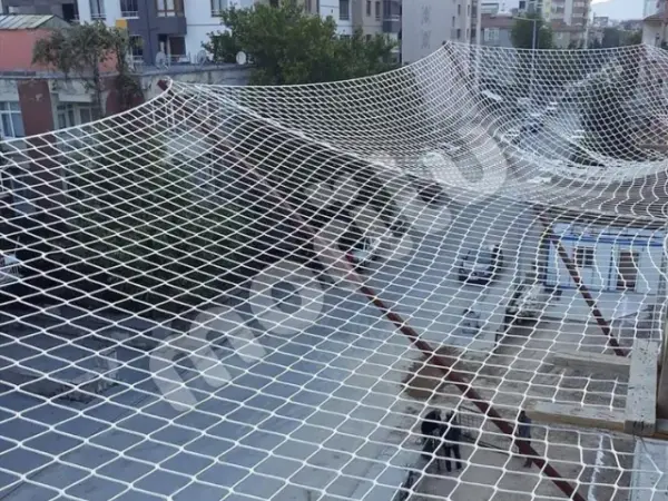 İnşaat ve İş Güvenliği Filesi - 10 cm Gözenekli - Kare Desen - Beyaz