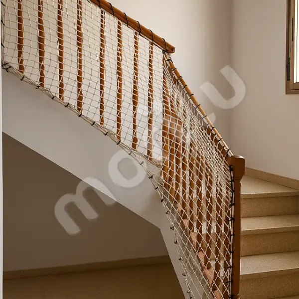 Merdiven Güvenlik Filesi - 5 cm Gözenekli – 4 mm İp Kalınlığı – Kare Desen – Beyaz - Görsel 5