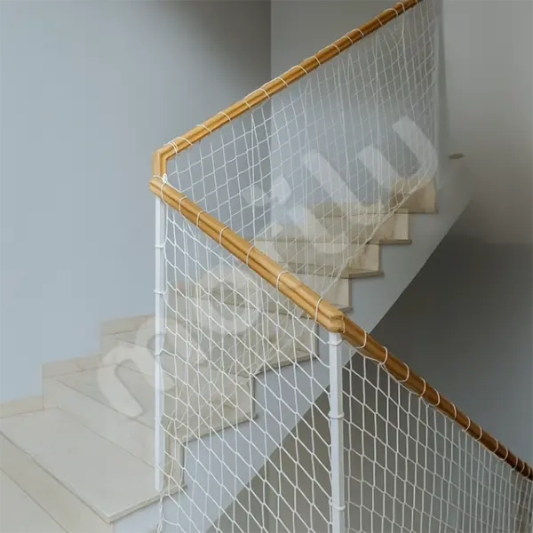 Merdiven Güvenlik Filesi - 5 cm Gözenekli – 4 mm İp Kalınlığı – Kare Desen – Beyaz - Görsel 3